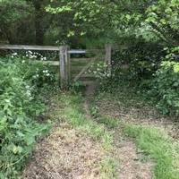 When you reach the yeh end of the concrete path take the stile slight to your left.