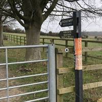 After 300m, take a left up the drive and join the Ridgeway Trail. Keep on the trail along the bottom of the golf course.