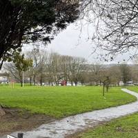 Adjacent to the church you will see Ethelfleda Gardens. Continue down Ethelfleda Terrace towards the town.