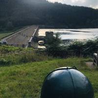 You can see Ladybower Dam through a clearing here. Turn left where the path forks.