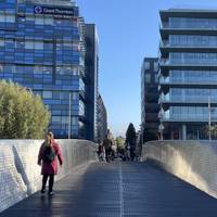 Use Meads Reach Bridge to cross the Floating Harbour. The bridge was opened in 2008 and won an award from RIBA.