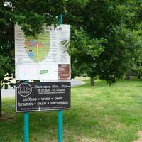 Follow the path. The information board may come in handy if you want to explore the park further later.