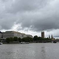 View towards Westminster Palace and Lambeth Bridge. This is bridge number 18 so far. The first of several today.