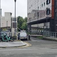 Step 4. Cross over to Crown place past the underground car park and onto the pedestrianised area.