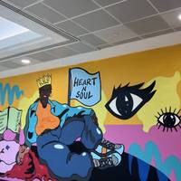 With your back to hub, turn right and look out for this colourful ‘Ono Dafediaiye’ mural of a local legend by Holly Hankinson.