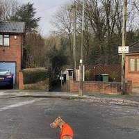 Begin on Lutley Avenue and head down the ginnel (narrow passageway) as the road turns left