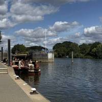 Moseley Lock. This is the first of many non London/tidal locks. Teddington, Richmond and the Thames Barrier are the London tidal defences.