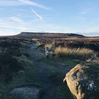 Follow the road a short distance. At the bend, cross over carefully and make your way along the rugged path towards Stanage Edge.