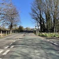 Cross the access road for the station and continue ahead towards the canal.