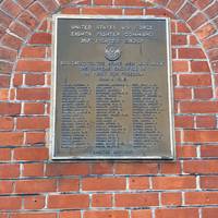 On the corner of the building there will be a metal plaque dedicated to those in the US Air Force 8th Fighter Command who lost their lives.