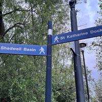 Arrive at the signpost and then let it guide your steps towards Shadwell Basin.