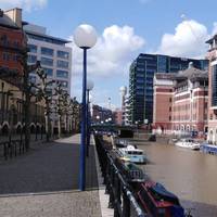 Once canalside, pass the pedestrian Valentine Bridge on your right and head along Temple Back East, with the canal on your right.