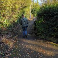 Bear right up the ramp leading to Mottram Road.