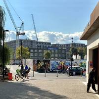 Leave the railway behind you as you walk from Hackney Wick station. Walk ahead to a T-junction and turn left.