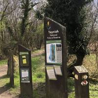 Start at Taynish Car Park here. There are several routes to choose from. This walk takes the strenuous red, Barr Mòr trail to the top. 