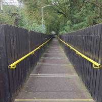Use the stairs to exit the station from either platform to reach Mottram Road, where the walk begins.
