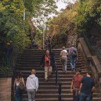 Take a left off the A1 up the small flight of steps. A more accessible route can be found by taking the first exit at the next roundabout 