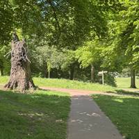 Follow the path and take a left towards the lakes.