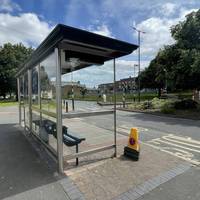 Start at the Long Cross Lay-by bus stop served by routes 15 and 3 & 4 citylines. There is a playgound on the opposite side plus shops.