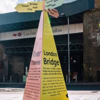 Start the London Bridge Art Loop outside the Joiner St/Tooley St tube exit. This is You Are Here by Charles Holland Architects (2020)