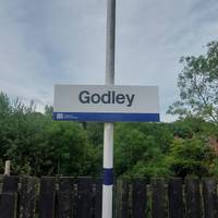 This walk starts from Godley station with frequent services on the Manchester-Glossop line. Unfortunately the station is not step-free.