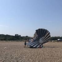 This sculpture called “Scallop” by Maggi Hambling is dedicated to Benjamin Britten, who used to walk along the beach in the afternoons. 