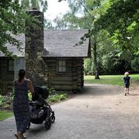 Walk past the information centre.