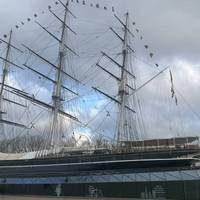 This is the Cutty Sark which is open to visitors. Keep on towards the river and foot tunnel entrance.