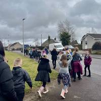 Head up to the top of Glenafeoch Road. You will pass Angus Road, Caldwell Road and Cameron Road named after 3 VC recipients from Carluke.
