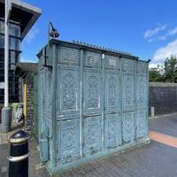 As soon as you exit the station, turn left and you will see a Grade II listed Victorian urinal known as the “temple of relief”. More below!