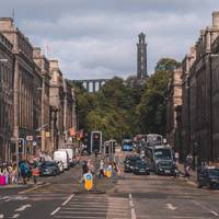Start out facing east on Princes Street and head down the road towards the Nelson Monument that marks the top of Calton Hill