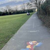 Almost immediately on the left there is a path that leads back into the park. Take it. Can you spot the Parrot? Off we go!