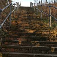Follow the path around and you will see these epic steps!! Go up to walk along the Aqueduct and canal. 