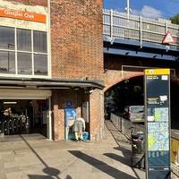 Turn left out of Gospel Oak station walking under the two railway bridges.