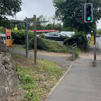 Turn left to follow the sign for the public footpath by Sainsbury’s.
