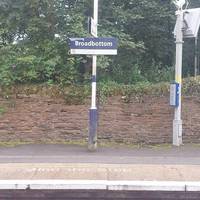 Stage 8 begins at Broadbottom Station, with regular train services on the Manchester-Glossop line. Infrequent buses also serve the village.