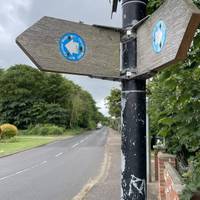 Look out for the blue waymarks to help guide you