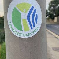 Keep your eyes peeled for these Thames Estuary Path signs and stickers marking the route as you go along today.