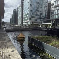 From Praed St enter the canal side area via the passage way next to Superdrug. The opposite bank was closed today so we started on the left.