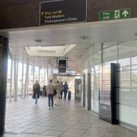 Exit the station and continue in the same direction onto the Thames Path towards the Tate Modern.