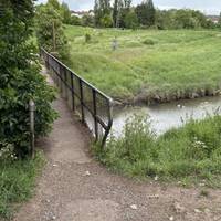 You can meander either side of the river Trym this is the crossing point. Rejoin by the steps if you go this way