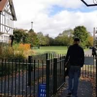 Enter Crumpsall Park via the wide gateway, which may require some manoeuvring for some users.