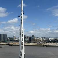 Enjoy the views of the river. You can see local sites such as Canary Wharf and the Thames barrier.