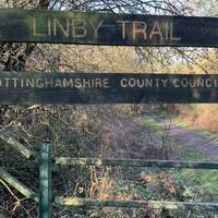 Pass this sign and continue along NCN route six. This is an old pit railway line heading towards Newstead.