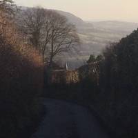 Follow the road up to the junction of the Hafod Road