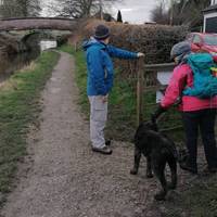 Just before Bridge 89, leave the towpath at the gate. Head up towards and over the bridge.