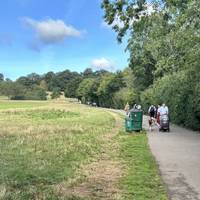 As Hampstead Heath opens up ahead, keep on along the path by the hedge.