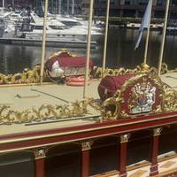 The Gloriana in dock. We saw a similar boat in a previous walk, the Jubiliant, out on the river.