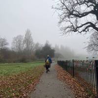 Continue along the firm tarmac path. Coming up on your left is the railway line and tunnel.