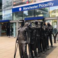 Begin this easygoing walk at Manchester Piccadilly station. The poignant statue outside depicts 7 blinded soldiers from the First World War.